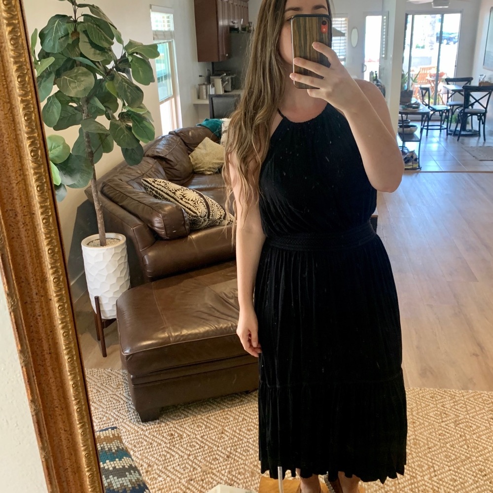 NWT Theory Black Tiered Midi Dress S
